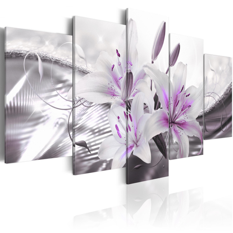Canvas Crystal Finesse (5-piece) - Romantic Lilies in the Glow of Purple 93795 additionalImage 2