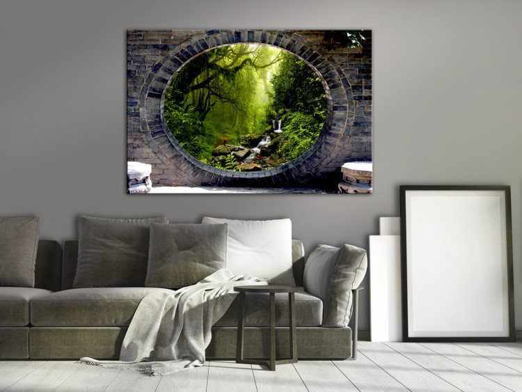 Canvas Print Mysterious Stone Passage (1-part) - View of Green Forest 96095 additionalImage 3