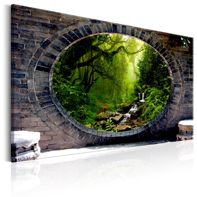 Canvas Print Mysterious Stone Passage (1-part) - View of Green Forest 96095 additionalImage 2