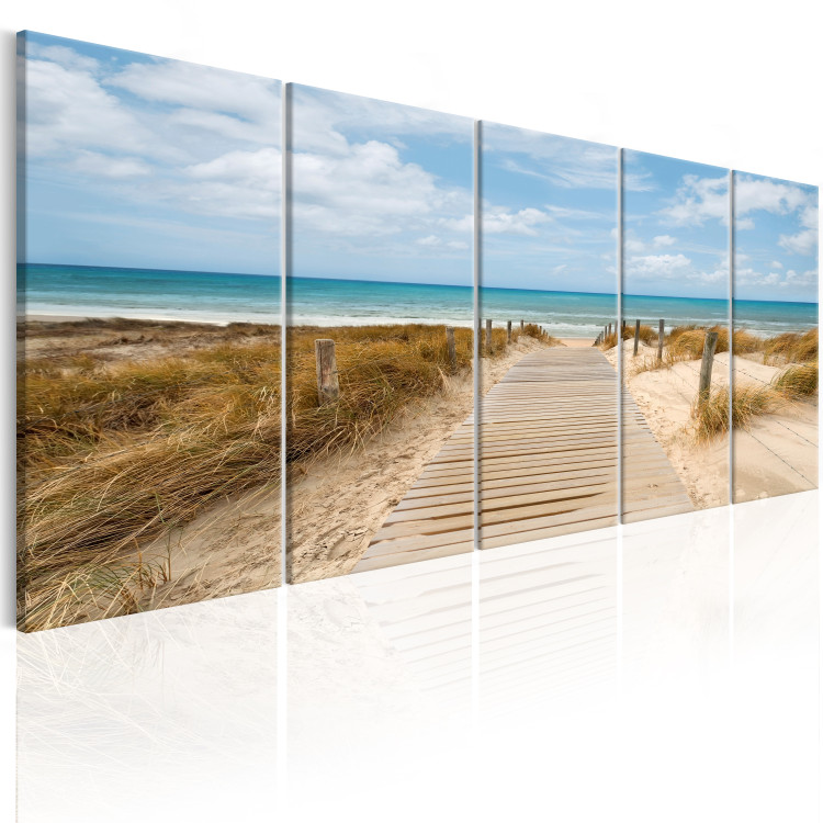 Canvas Beach Entrance (5-piece) - View of the Mediterranean Sea 98595 additionalImage 2