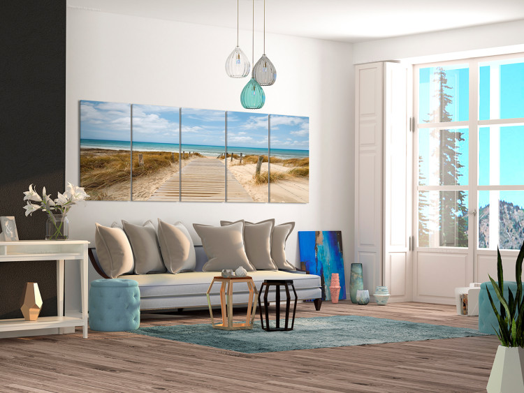 Canvas Beach Entrance (5-piece) - View of the Mediterranean Sea 98595 additionalImage 3