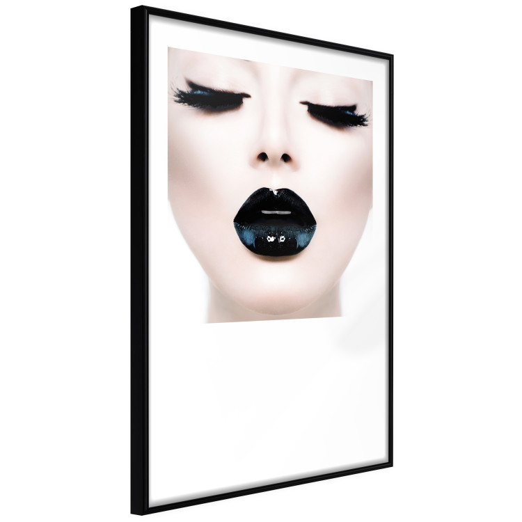 Wall Poster Black lips - composition on white with a woman's face with dark lipstick 115006 additionalImage 6