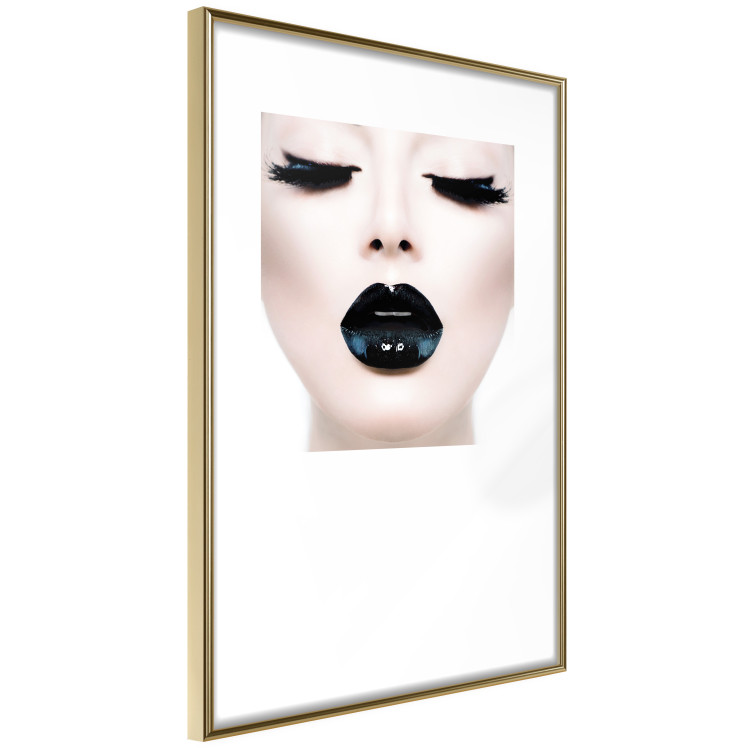 Wall Poster Black lips - composition on white with a woman's face with dark lipstick 115006 additionalImage 4