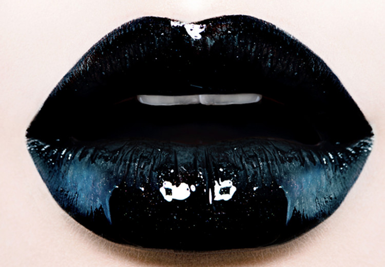 Wall Poster Black lips - composition on white with a woman's face with dark lipstick 115006 additionalImage 5