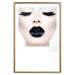 Wall Poster Black lips - composition on white with a woman's face with dark lipstick 115006 additionalThumb 16