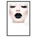Wall Poster Black lips - composition on white with a woman's face with dark lipstick 115006 additionalThumb 18