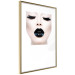 Wall Poster Black lips - composition on white with a woman's face with dark lipstick 115006 additionalThumb 4
