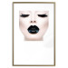 Wall Poster Black lips - composition on white with a woman's face with dark lipstick 115006 additionalThumb 14