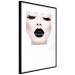 Wall Poster Black lips - composition on white with a woman's face with dark lipstick 115006 additionalThumb 3