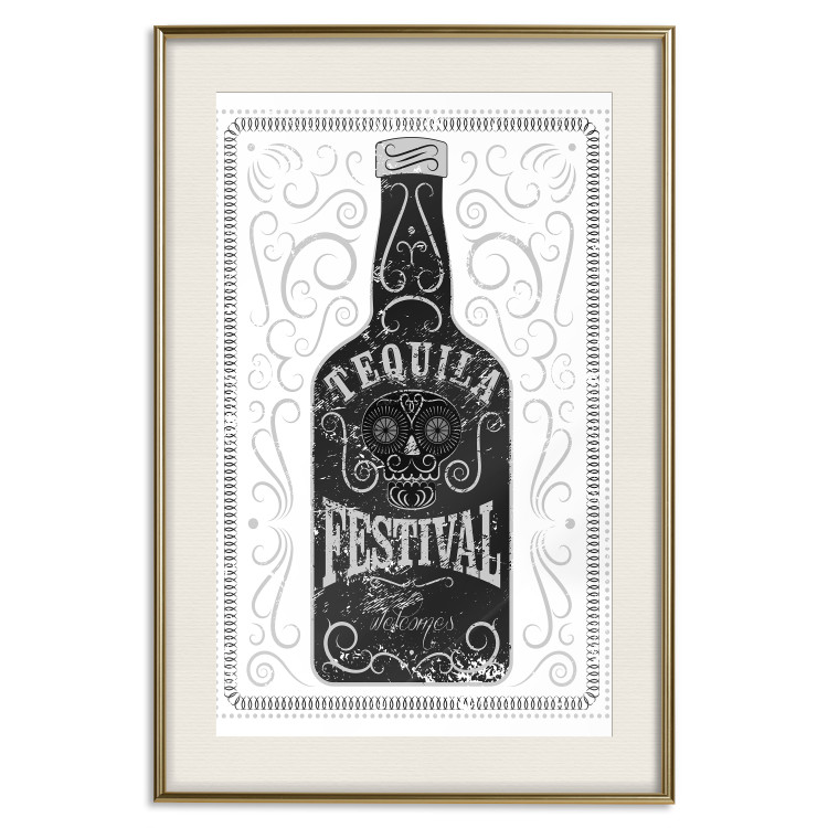 Wall Poster Tequila festival - black and white decorative composition with a bottle of alcohol 115106 additionalImage 19