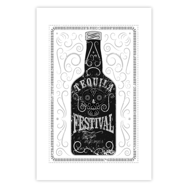 Wall Poster Tequila festival - black and white decorative composition with a bottle of alcohol 115106 additionalImage 25