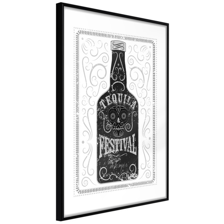Wall Poster Tequila festival - black and white decorative composition with a bottle of alcohol 115106 additionalImage 2