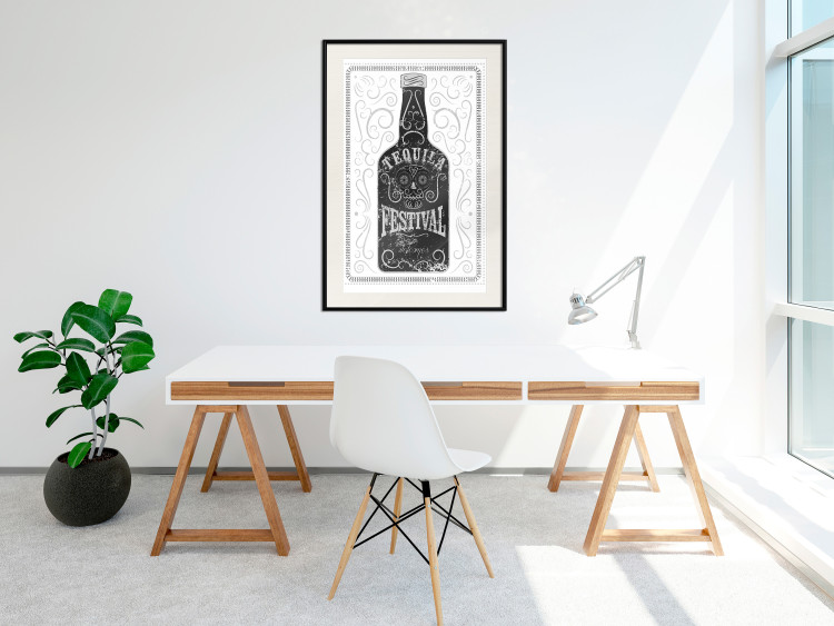 Wall Poster Tequila festival - black and white decorative composition with a bottle of alcohol 115106 additionalImage 22