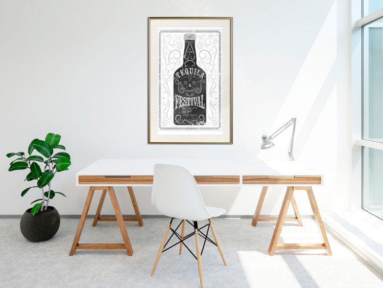 Wall Poster Tequila festival - black and white decorative composition with a bottle of alcohol 115106 additionalImage 21