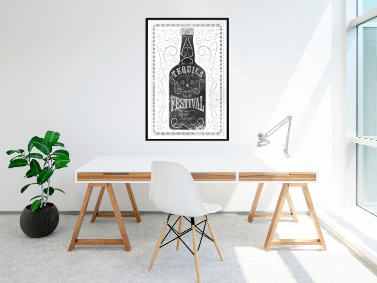 Wall Poster Tequila festival - black and white decorative composition with a bottle of alcohol 115106 additionalImage 14