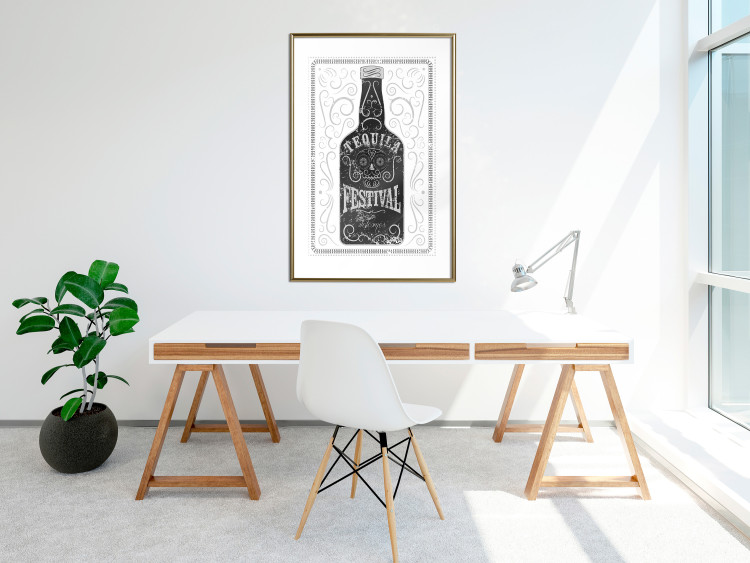 Wall Poster Tequila festival - black and white decorative composition with a bottle of alcohol 115106 additionalImage 15