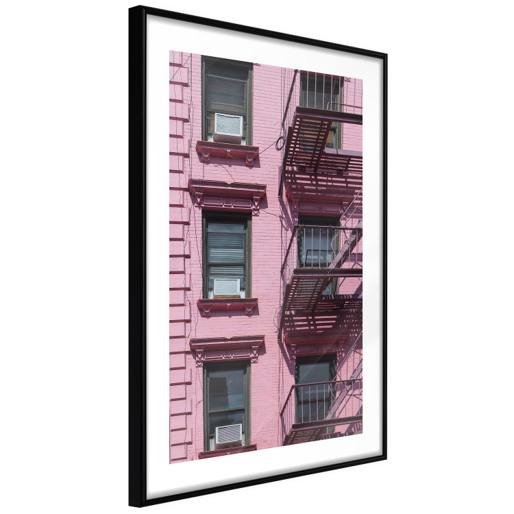 Wall Poster Fire Escape Stairs - architectural shot with a pink-painted building 116706 additionalImage 11
