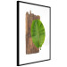 Poster Gravity of Nature - green leaf and wooden piece of plank on a white background 122606 additionalThumb 13