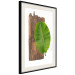 Poster Gravity of Nature - green leaf and wooden piece of plank on a white background 122606 additionalThumb 3
