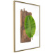 Poster Gravity of Nature - green leaf and wooden piece of plank on a white background 122606 additionalThumb 8