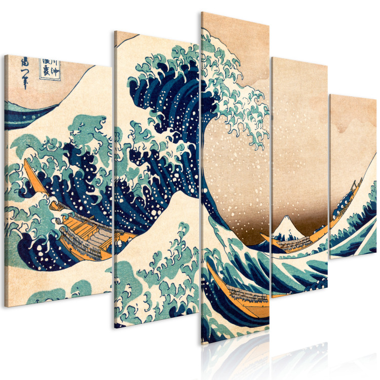 Canvas Art Print The Great Wave off Kanagawa (5 Parts) Wide 125806 additionalImage 2