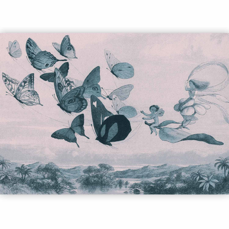 Photo Wallpaper Butterflies in the sky harness pulling fairies - abstract for children 127006 additionalImage 1