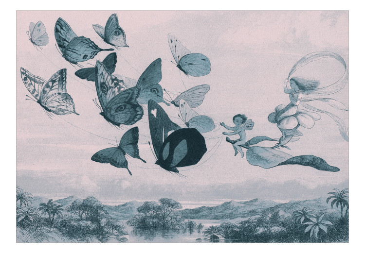 Photo Wallpaper Butterflies in the sky harness pulling fairies - abstract for children 127006 additionalImage 1