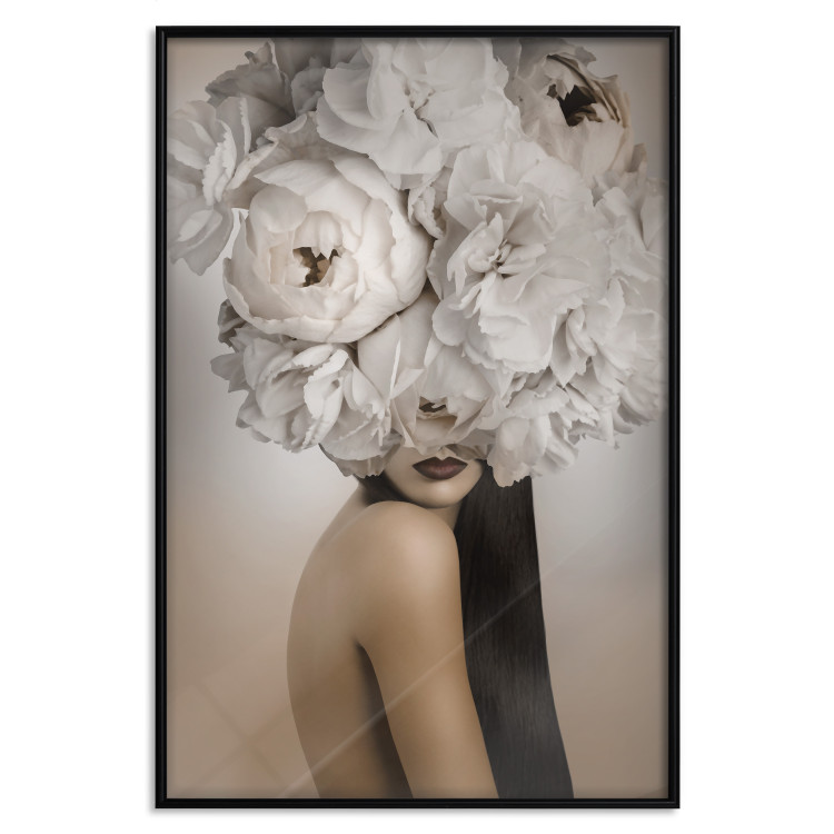 Wall Poster Blossomed - abstract portrait of a woman with white flowers on her head 127306 additionalImage 16