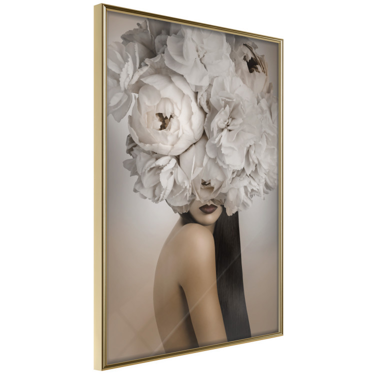 Wall Poster Blossomed - abstract portrait of a woman with white flowers on her head 127306 additionalImage 12