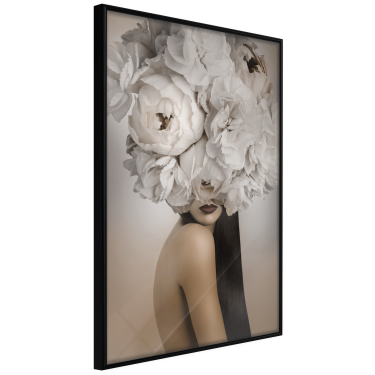 Wall Poster Blossomed - abstract portrait of a woman with white flowers on her head 127306 additionalImage 11