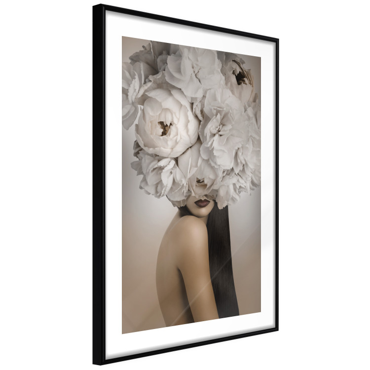 Wall Poster Blossomed - abstract portrait of a woman with white flowers on her head 127306 additionalImage 6