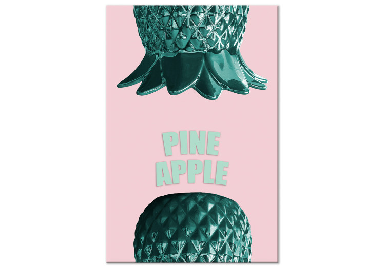 Canvas Art Print Reversed pineapple - still life in the form of green pineapple with an inscription in English, idealns for a room or kitchen 127806