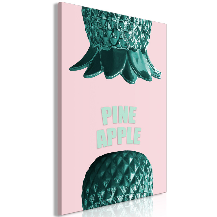 Canvas Art Print Reversed pineapple - still life in the form of green pineapple with an inscription in English, idealns for a room or kitchen 127806 additionalImage 2