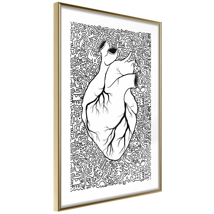 Wall Poster Pure Heart - black and white human heart on abstract patterns background 127906 additionalImage 9