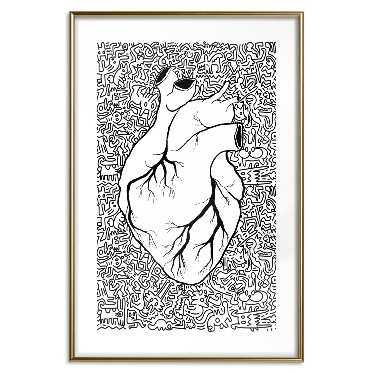 Wall Poster Pure Heart - black and white human heart on abstract patterns background 127906 additionalImage 14