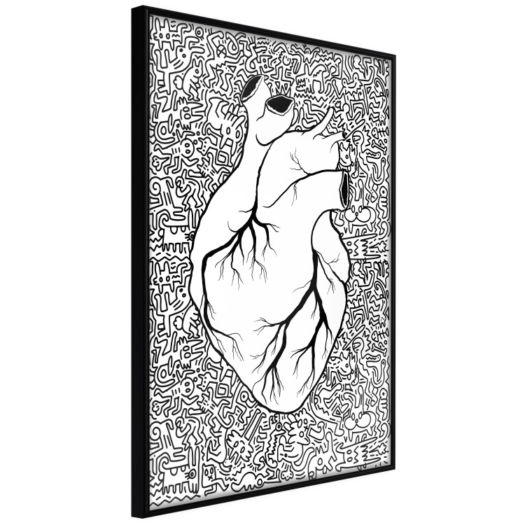 Wall Poster Pure Heart - black and white human heart on abstract patterns background 127906 additionalImage 13