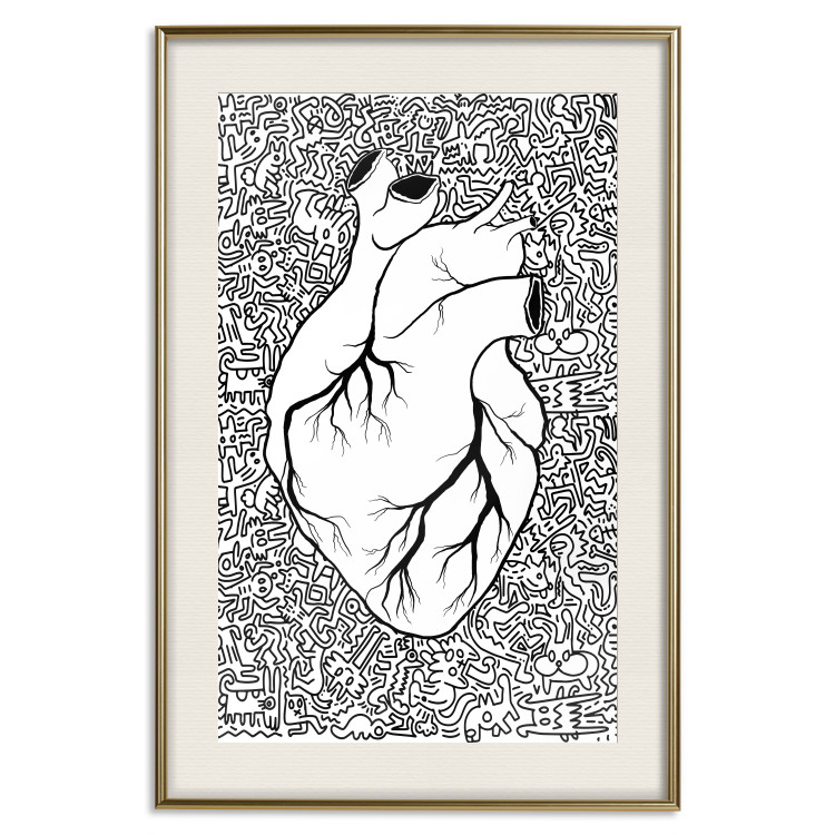 Wall Poster Pure Heart - black and white human heart on abstract patterns background 127906 additionalImage 20