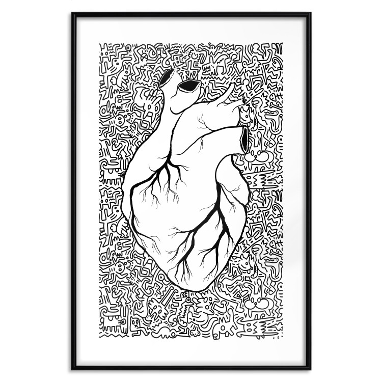 Wall Poster Pure Heart - black and white human heart on abstract patterns background 127906 additionalImage 17