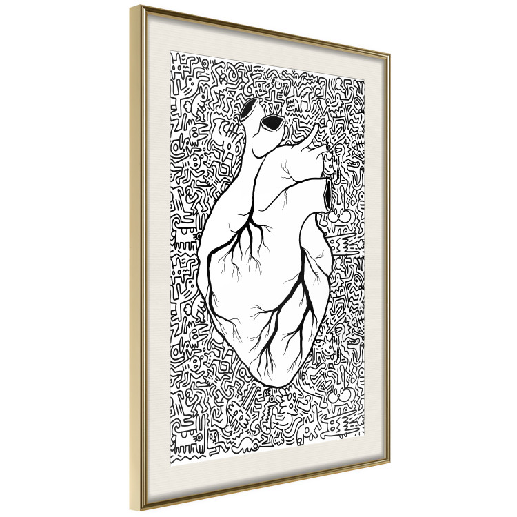 Wall Poster Pure Heart - black and white human heart on abstract patterns background 127906 additionalImage 3
