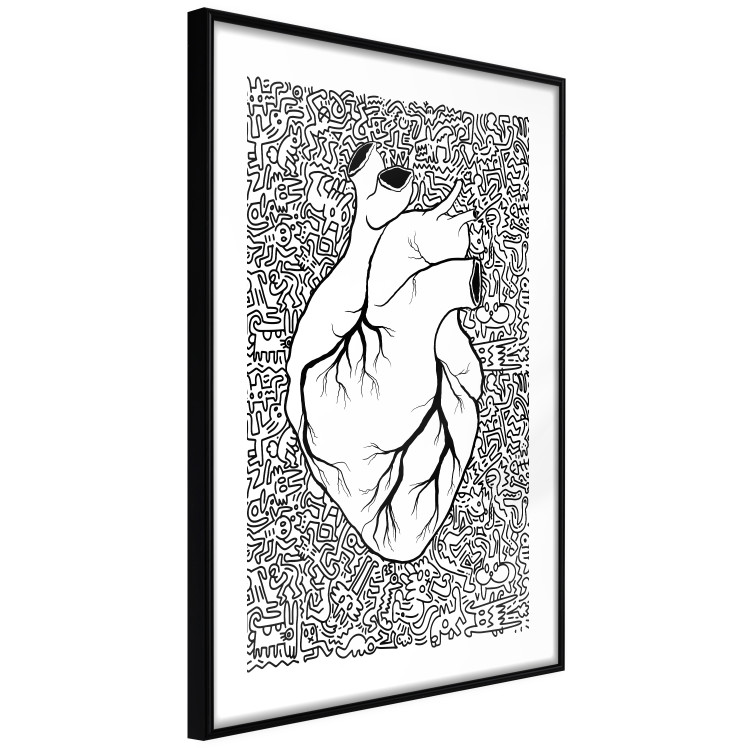 Wall Poster Pure Heart - black and white human heart on abstract patterns background 127906 additionalImage 8