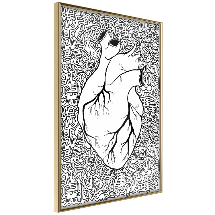 Wall Poster Pure Heart - black and white human heart on abstract patterns background 127906 additionalImage 14
