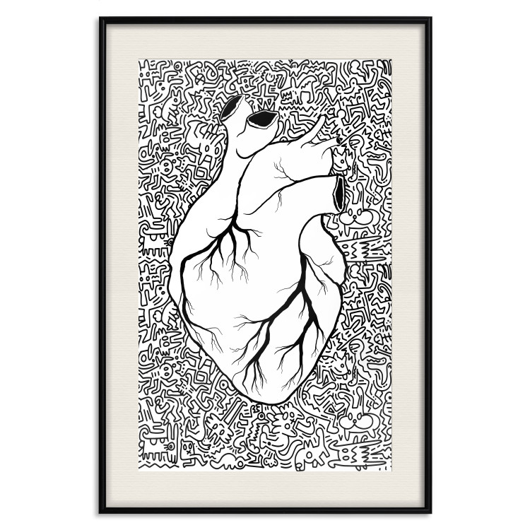 Wall Poster Pure Heart - black and white human heart on abstract patterns background 127906 additionalImage 19