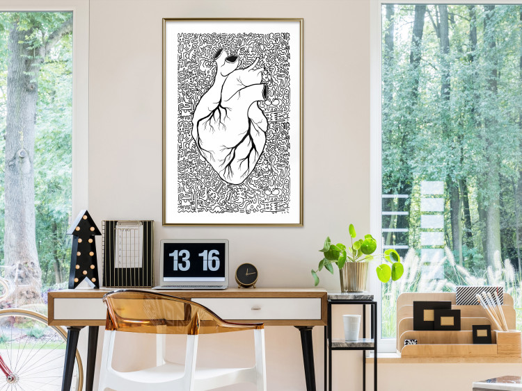Wall Poster Pure Heart - black and white human heart on abstract patterns background 127906 additionalImage 15