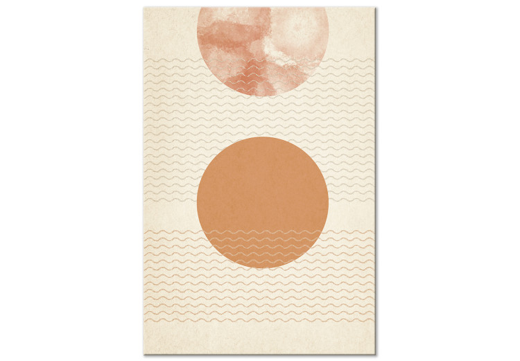 Canvas Art Print Orange sun - abstract geometric patterns, japandi style 131606