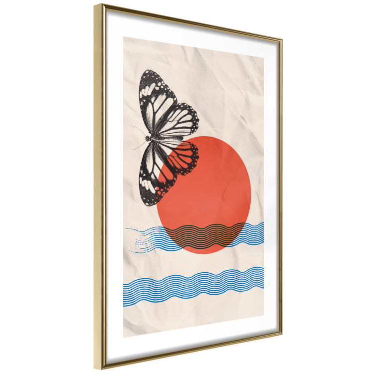 Poster Butterfly and Sunrise - abstract butterfly and waves on a piece of paper 131806 additionalImage 11