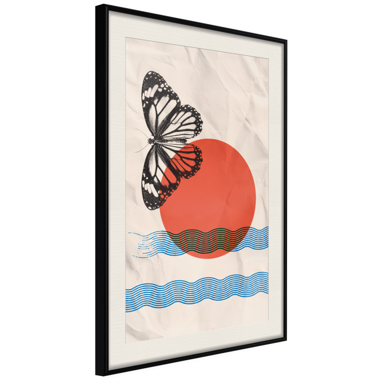 Poster Butterfly and Sunrise - abstract butterfly and waves on a piece of paper 131806 additionalImage 6
