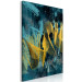 Canvas Golden Waves (1-piece) Vertical - golden abstraction on a blue background 131906 additionalThumb 2