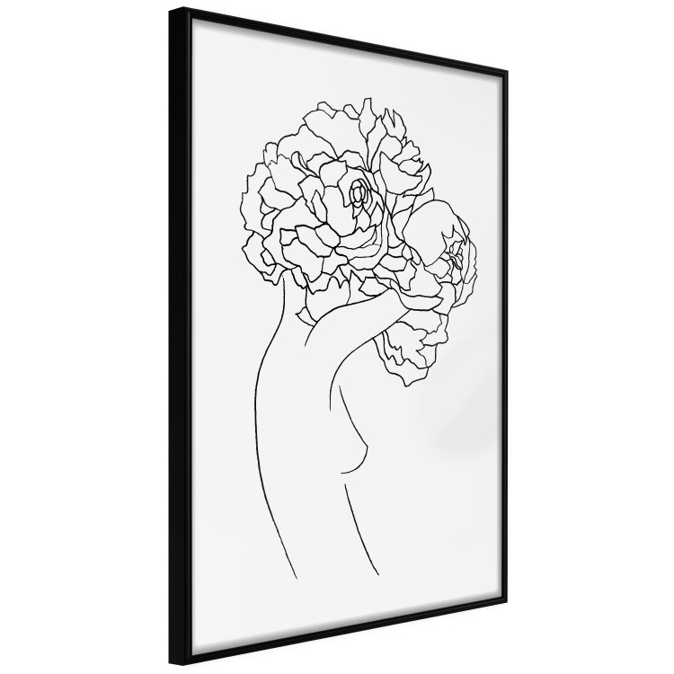 Wall Poster Gardener - abstract line art of a woman with flowers on a white background 132206 additionalImage 11