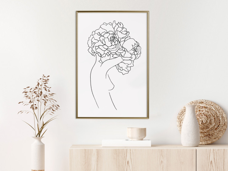 Wall Poster Gardener - abstract line art of a woman with flowers on a white background 132206 additionalImage 5