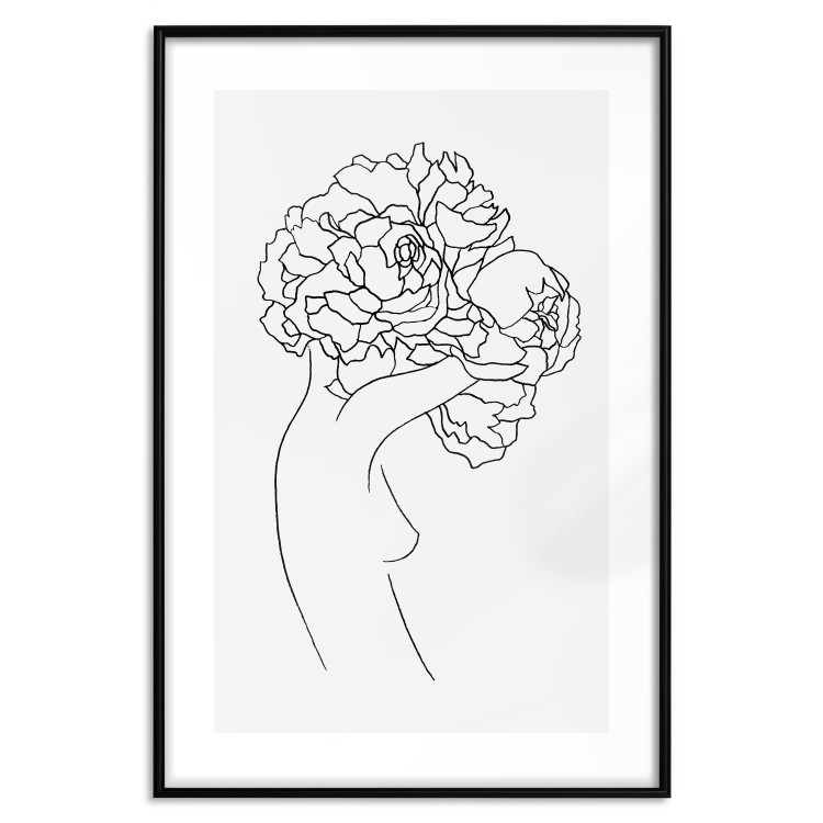 Wall Poster Gardener - abstract line art of a woman with flowers on a white background 132206 additionalImage 15